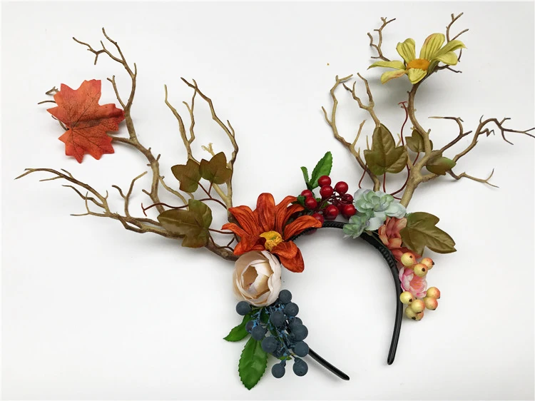 

Goth Flowers Leaves Headband Floral Tree Branch Headpieces Gothic Headdress Party Cosplay Hair Accessories Handmade