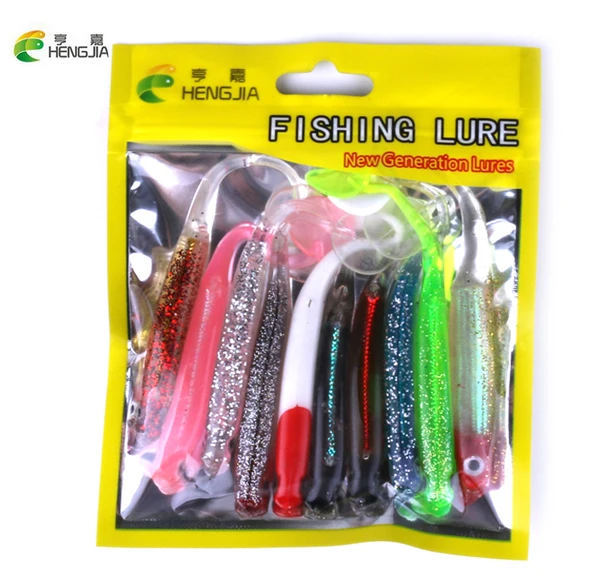 

100PCS Soft Fishing Lure 10cm 5g Fake Artificial Bait Fishing Lures Soft Plastic For Spinning Telescopic