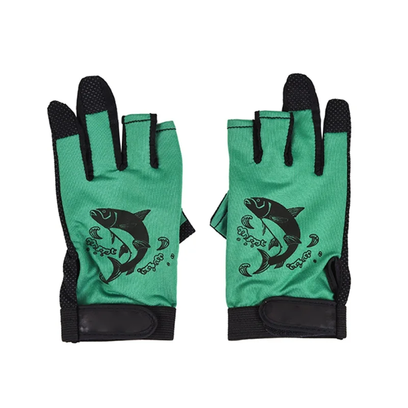 1 пара Противоскользящих рыболовных перчаток с рисунком, мягкие и дышащие перчатки без пальцев, перчатки для рыбалки, велоспорта, спорта на открытом воздухе, новые - Цвет: Зеленый