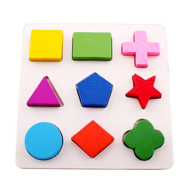 Детские деревянные Обучающие геометрические развивающие игрушки-головоломки для детей раннего обучения 3D формы деревянные пазлы - Цвет: Style 1