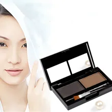 2 цвета, порошковый уплотнитель для бровей, Набор теней для бровей, водонепроницаемый трафарет для бровей, натуральная палитра цветов, инструмент для макияжа с кистью