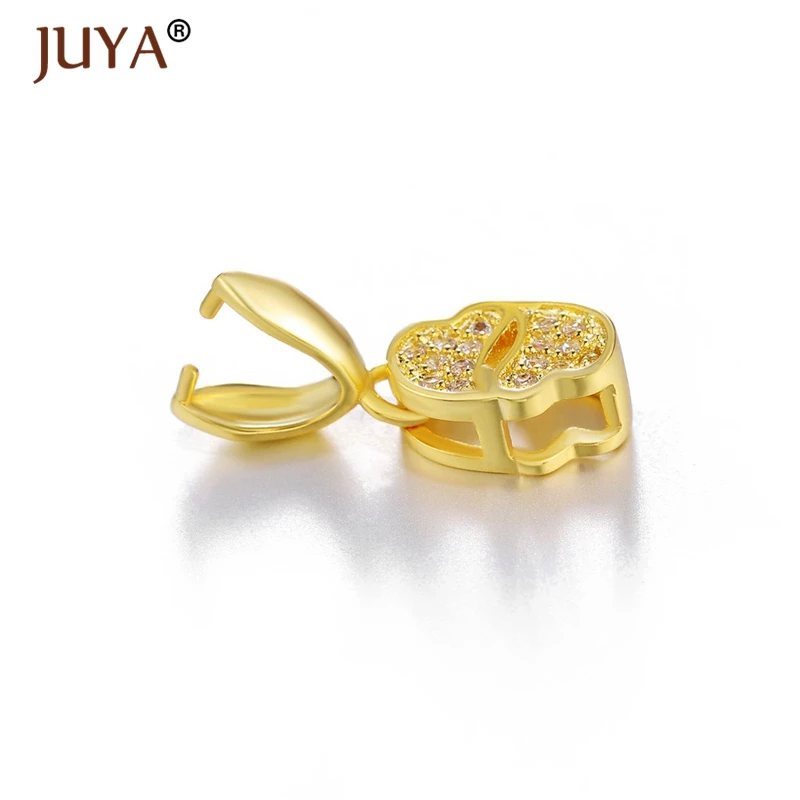 Copper Zircon Gold Jewelry Findings Bail Connector Bale Pinch Clasp