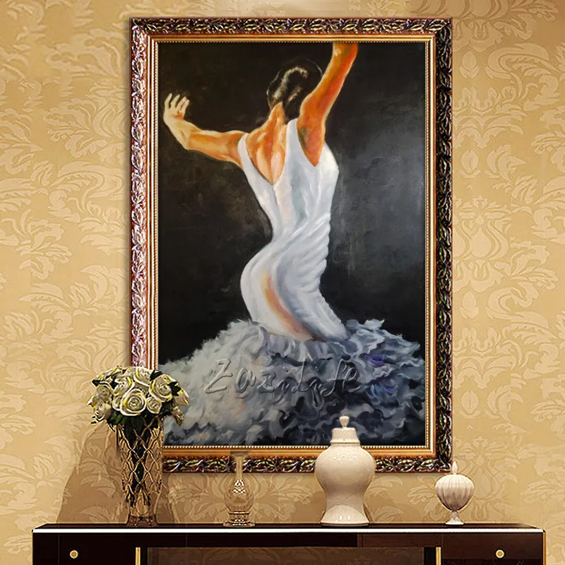 SpanishFlamencoDanceroilpaintinglatinawomanoncanvaswallart