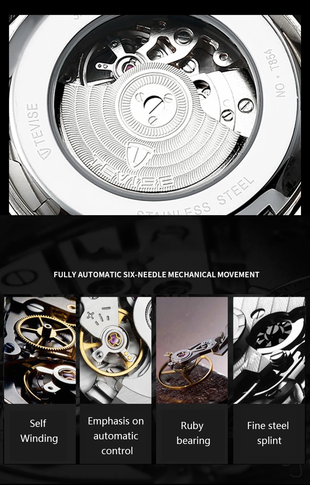 TEVISE men's mechanical watch Fashion Watch Men Clock Luxury mens Automatic Watch Wristwatch Sport wrist watch Relogio Masculino