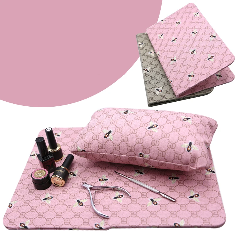 

1 Set PU Leather Hand Pillow Plaid Table Mat Waterproof Nail Art Cushion Holder Pad Arm Hand Rest Manicure Nail Art Tool