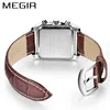 MEGIR Original montre hommes haut de gamme de luxe Rectangle Quartz montres militaires étanche en cuir lumineux montre-bracelet hommes horloge ► Photo 2/6