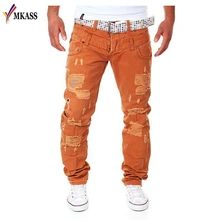 Neue Ankunft Herrenmode Lässige Ripped Lange Loch Design-Cargo-Hose Männlichen Doppel Taille Dekoration Overalls Hosen
