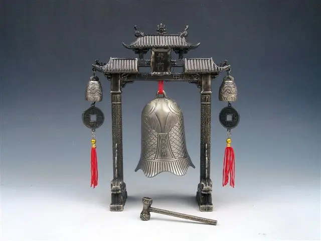 

Crafts statue Set Metal Arch Chinese FENG SHUI Carp Fish Dragon Chime Bells Gong Home Decor
