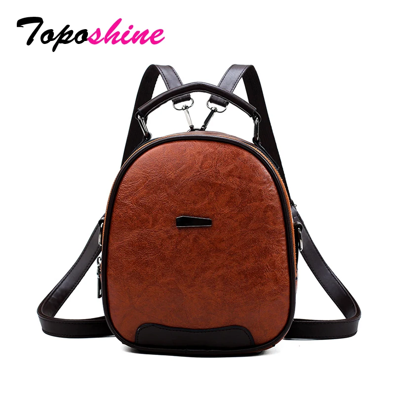 

Toposhine Small Vintage Women Backpacks PU Leather Fashion Ladies Shoulder Bag Girl 4 Color Women Bags Popular Makeup Backpacks
