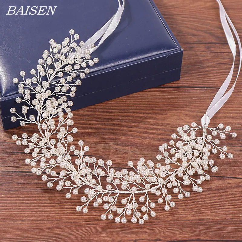 

Pearl Headband Wedding Hairband For Bride Hair Jewelry Accessories Headband Pearl Bride Tiara Headpiece Women Head Jewelry