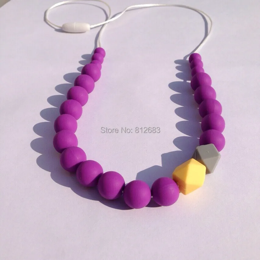 New Arrival RETAIL Baby Chew Necklaces Big Flat Round Beaded Silicone