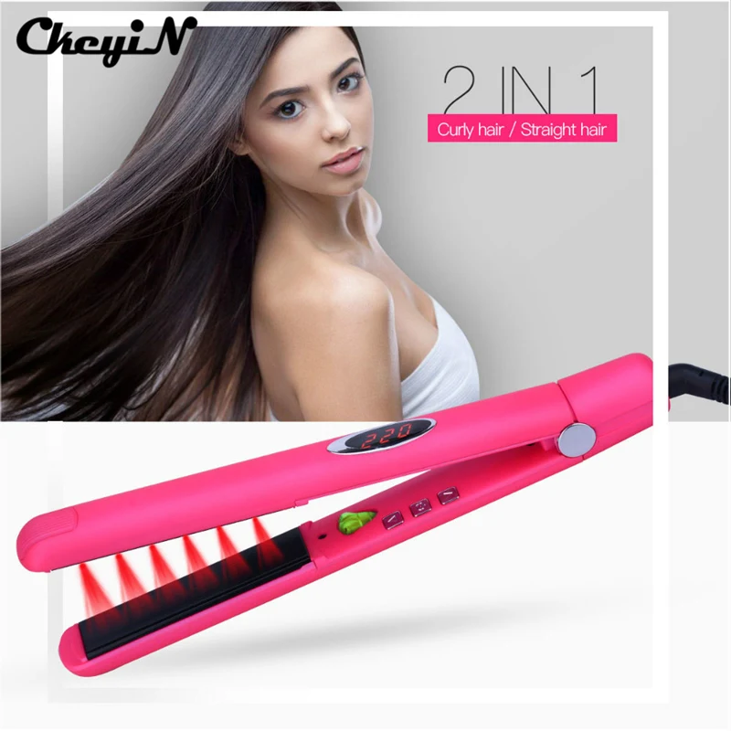 

CkeyiN Professional Ceramic Infrared Heating Plate Hair Straightener Straightening Iron Styling Tools Negative Ions Hair Care