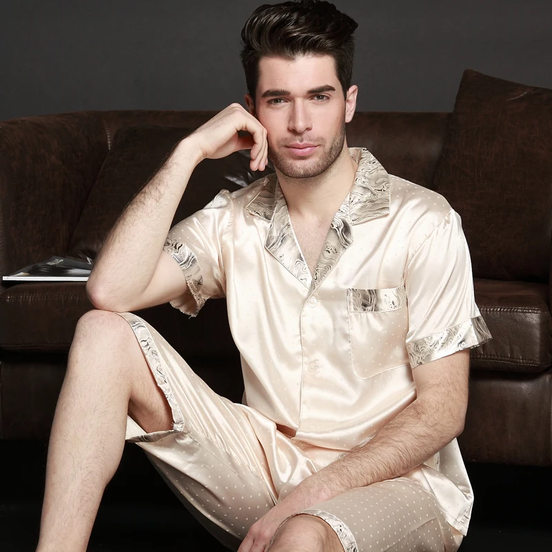 1Set pajamas male Mens leisure wear short-sleeved Summer pajamas male Jams imitation silk male 1Set pajamas male Mens leisure wear short-sleeved Summer pajamas male Jams imitation silk male