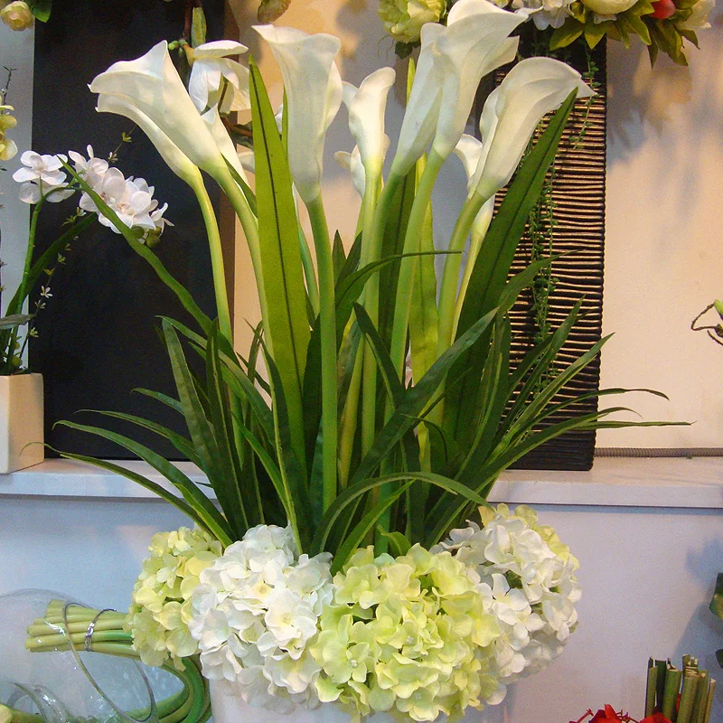 high quality calla real touch flower with leaves artificial flower