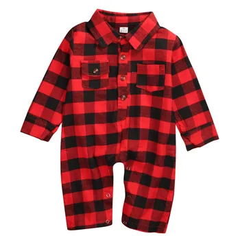 

2018 Infant Newborn kids Baby Boy girl Clothes red Plaid Shirt style Romper Long Sleeve bebe Jumpsuit Playsuit Rompers
