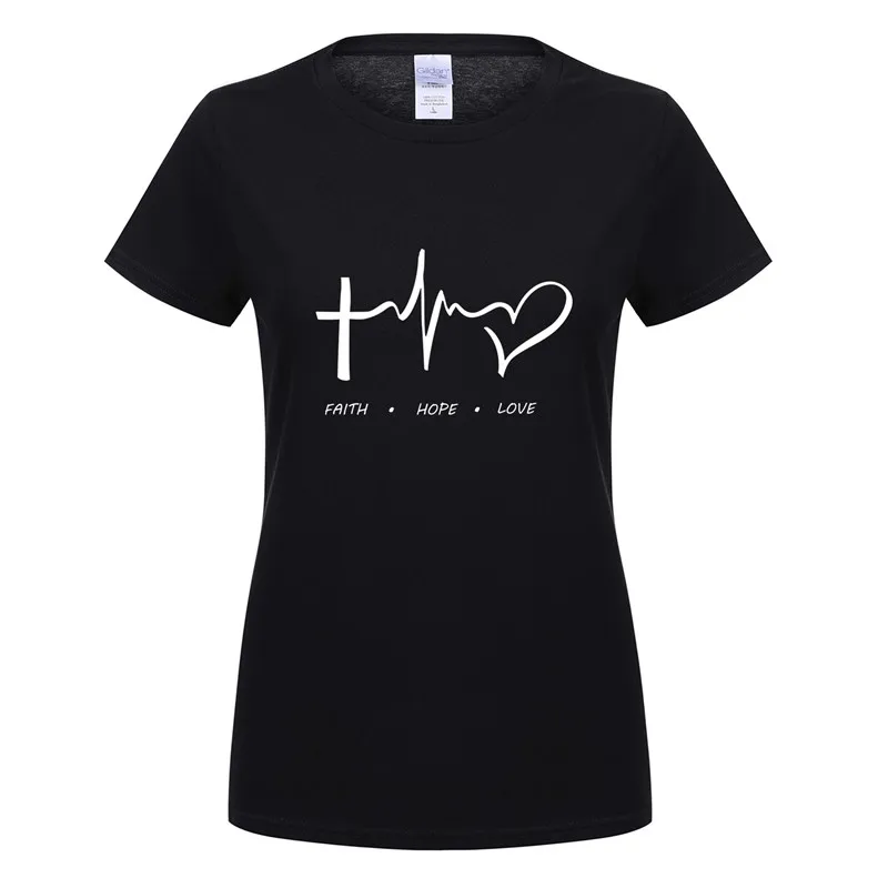 New Summer Women T Shirt Faith Hope Love Christian T shirt Funny ...