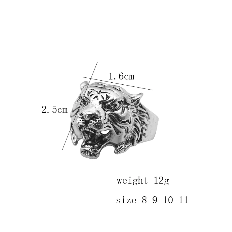 Vintage Punk Tiger Head Ring Gothic Cool Men Tiger Rings Man Domineering Biker Men's Animal Ring Jewelry Drop Shipping Anel