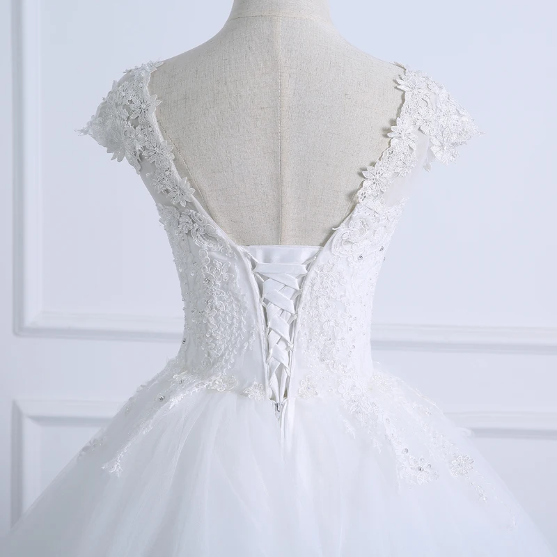 Бальное платье свадебное платье Кружевное боди рубашка с коротким рукавои и жемчугом свадебное платье плюс размер реальное изображение подвенечное платье Vestido De Noiva