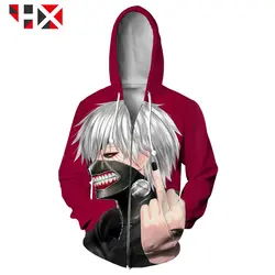 HX аниме Токио вурдалак Zip Hoodie для мужчин/wo мужчин 3D печати японская, Tokyo Толстовка Harajuku уличная A679