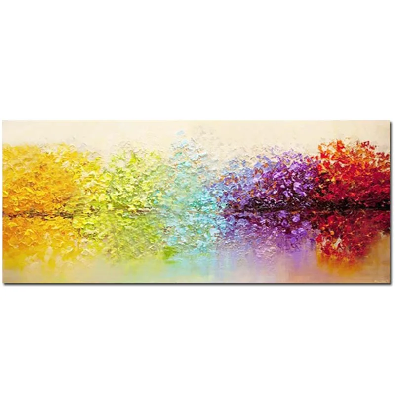 

Handmade Abstract Colorful Forest Landscape Canvas Oil Painting Wall Landscape Picture Living Room Home Wall Decoration Art
