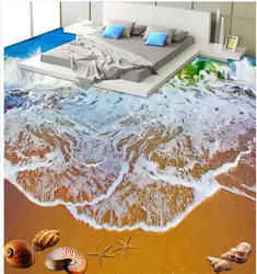 3D Пол обои красивые пляжные волны Ванная комната Спальня 3D Пол Водонепроницаемый пол роспись