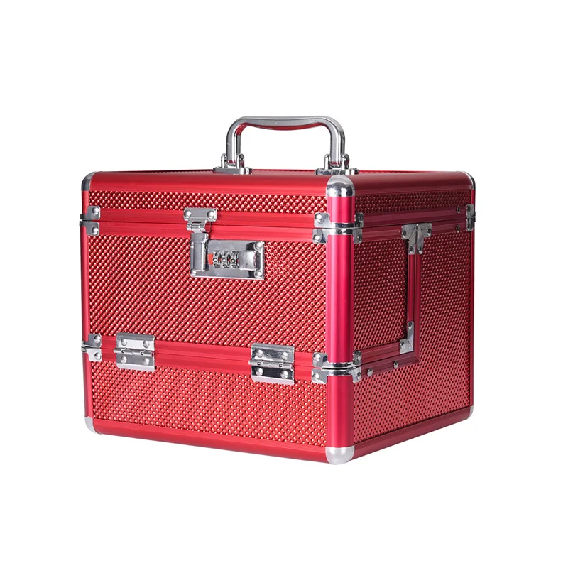 

New Professional Aluminium Alloy Cosmetic Case Make Up Box Makeup Case Multi Tiers Lockable Jewelry Box Makeup Storage Box