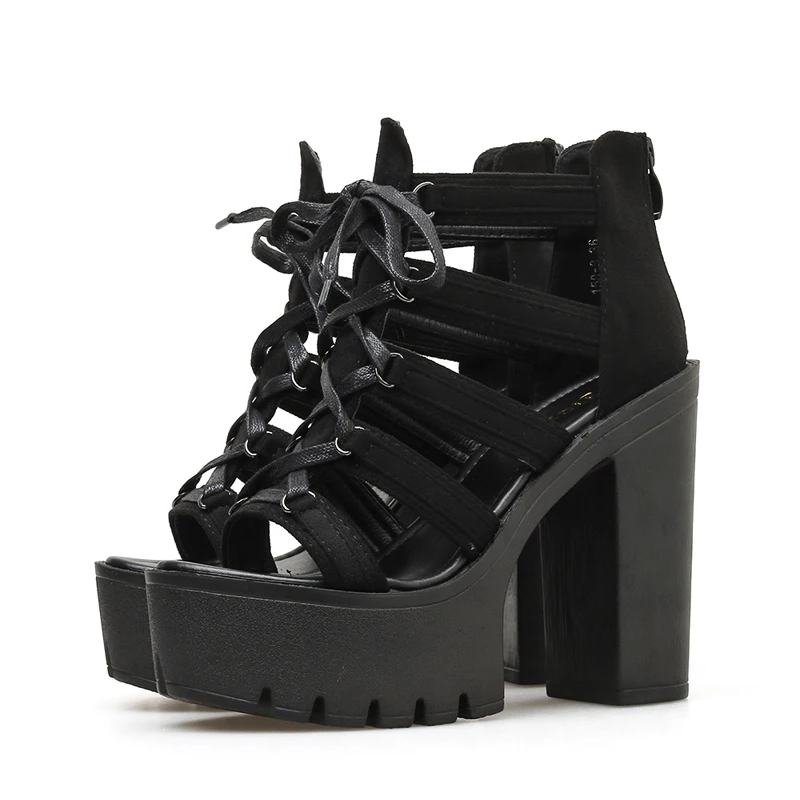 CM 13 High Heels Schwarz Keil Wildleder Schuhe Sandalen Zur Punk rdoCWxBe