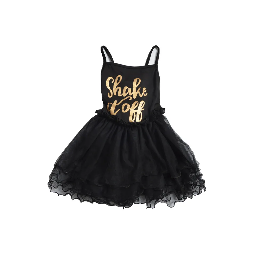 

English letter mesh sling summer new lace princess dress Girls Tutu Princess Straps Ballet Layered Tulle Dress F4