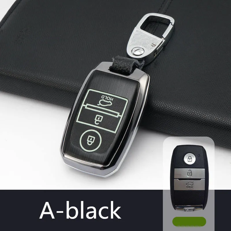 Пластиковый светящийся чехол для ключей автомобиля для Kia Rio K2 3 4 Ceed Picanto Sorento Sportage Cerato K3 Soul K5 Optima - Название цвета: A-black
