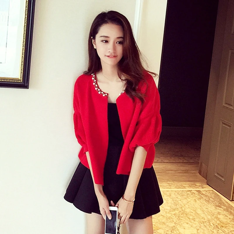 

2018 Women Knit Cardigan Sweater Coat Female Fashion Knitted Short Jacket