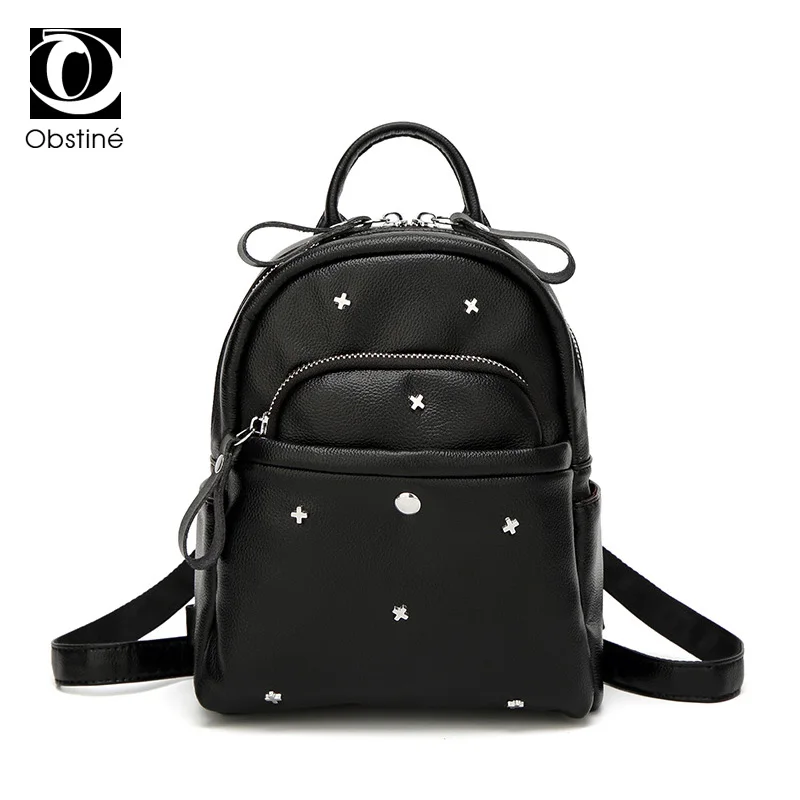 

Small Backpacks Female Black PU Leather Back Pack for Girls Mini Backpack Rivet Bag Women Fashion Ladies Bagpack with Zipper
