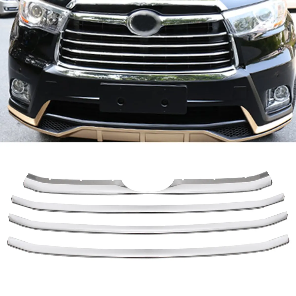 

Chrome Stainless steel Grill Grilles cover trims for Toyota 2014 2015 2016 Highlander