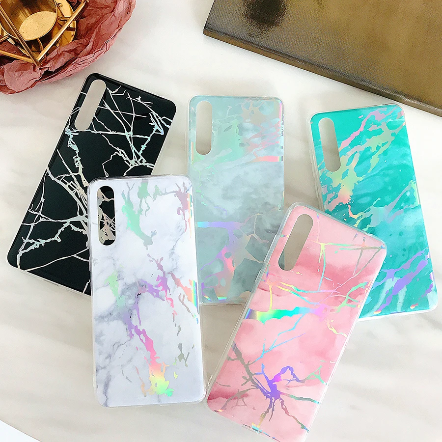 Чехол для Huawei P20 Lite покрытие лазерным мрамором чехол Nova 2S Honor 10 Блестящий Мягкий