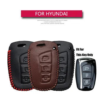 

Leather Car Key Case Cover For Hyundai IX45 Tucson Santa Fe Solaris IX35 I30 IX25 Accent Smart Protect Shell Key Holder
