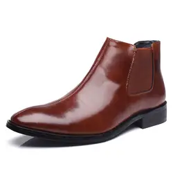 2019 мужские ботинки челси резиновые сапоги модные повседневные ботинки без шнуровки непромокаемые ботильоны Мокасины коричневые Бордовые