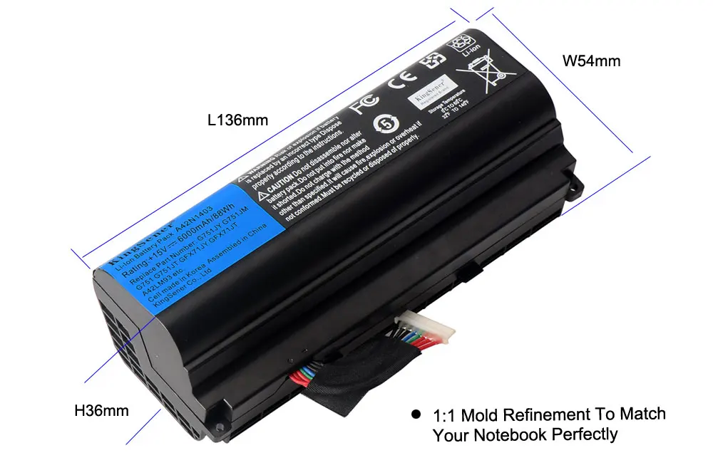 Cena KingSener 15V 6000mAh Korea Cell A42N1403 bateria do asus ROG G751 G751JY G751JM G751JT GFX71 GFX71JY GFX71JT A42LM9H A42LM93