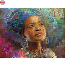 Фото на заказ! Полный квадратный Круглый Diy алмазная живопись абстрактная Африка вышивка стразами девушка вышивка крестом свадебное украшение искусство