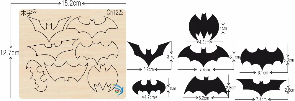 

Bat cn1222 muyu cutting die-- new wooden mould cutting dies for scrapbooking Thickness-15.8mm