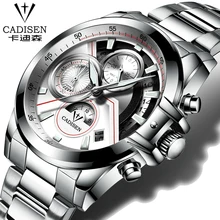 CADISEN Full Steel Men’s Sports Quartz Watches Mens Watches Top Brand Luxury Wristwatches leather waterproof Hot Sale New
