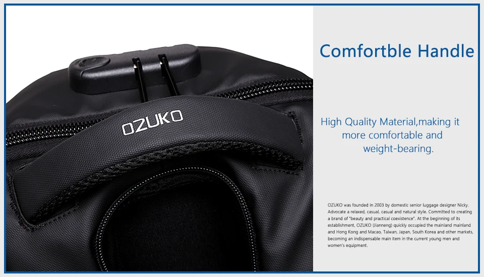 OZUKO, мужской рюкзак с защитой от кражи, usb зарядка, 15,6 дюймов, рюкзаки для ноутбука, для подростка, Мужская водонепроницаемая сумка для путешествий, модная сумка Mochila
