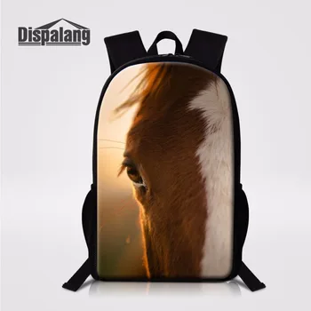 

Dispalang Primary School Students Bookbag Crazy Horse Head Prints Knapsack Travel Bag Pupil School Bag Children School Book Bags
