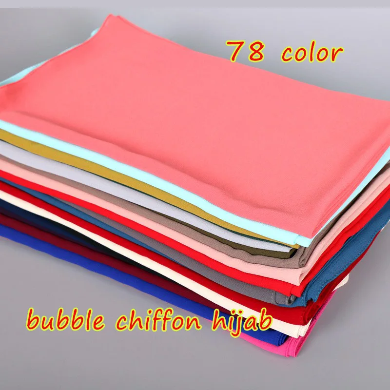 

50pcs/lot women plain bubble chiffon hijab scarf solid color shawl headband Islamic muslim hijab brand black long scarf/scarves