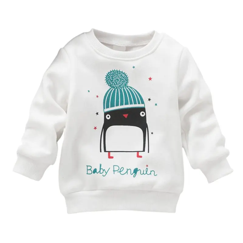 

Lovely Winter Baby Girl Penguin Print Long Sleeve Pullover Cotton Sweater