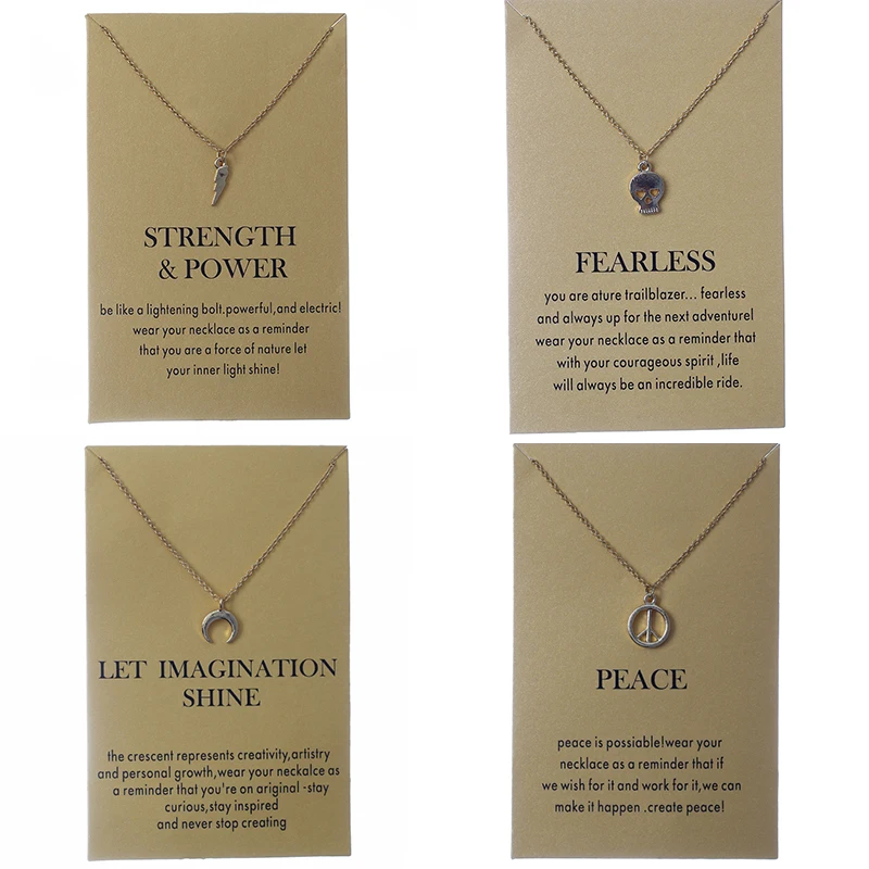 

1pc Wish Card Fashion Lightning Rider Peace Shine Charms Links Chains Necklace Pendant Gold Silver Plated Jewelry Individually