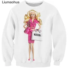 Liumaohua Harajuku Стиль верхняя одежда унисекс уличная топы Для мужчин Для женщин Кофты с принтом 3d куклы Барби Толстовка с длинным рукавом