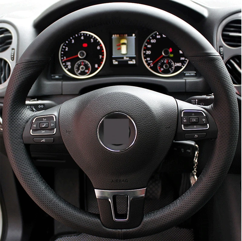 Черный искусственно кожаный чехол рулевого колеса автомобиля для Volkswagen VW Golf 4 Passat B5 1996- Seat Leon 1999- Polo 1999