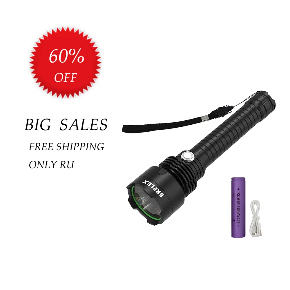 

BRILEX LED Flashlight Tactical Flashlight Lamp LED torch Black 10W 9800 mAh High Power Rechargeable Bicycle Lanterns Flash Light