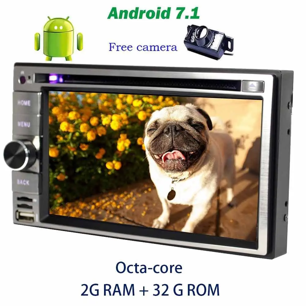 Free backup camera+HD headunit Car Radio Stereo Android 7.1 GPS Navigation support support OBD2