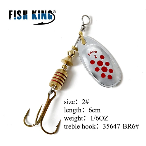 FISH KING 4 цвета размер 0#-5# spinner ложка приманки металлическая жесткая приманка с тройным крючком рыболовные снасти Pesca - Цвет: Темный хаки