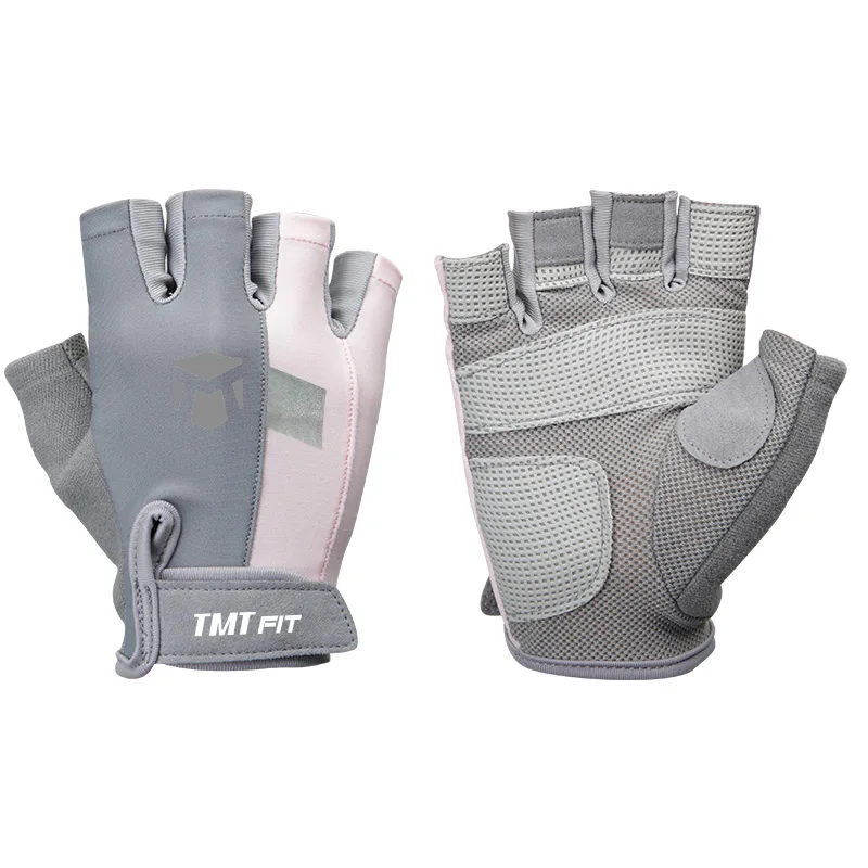 TMT женские спортивные перчатки для бодибилдинга, спорта, фитнеса, гантелей, тренировок, дышащие перчатки для кроссфита, занятий тяжелой атлетикой - Цвет: Pink